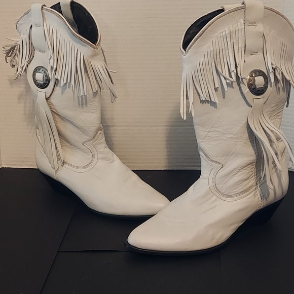 2 pairs of women's fridge tan and white Acme Miss Rodeo cowgirl boots sz 6 - Picture 8 of 9